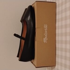 Madewell The Greta Ballet Flat In Leather True Black Size 7 1/2 NIB